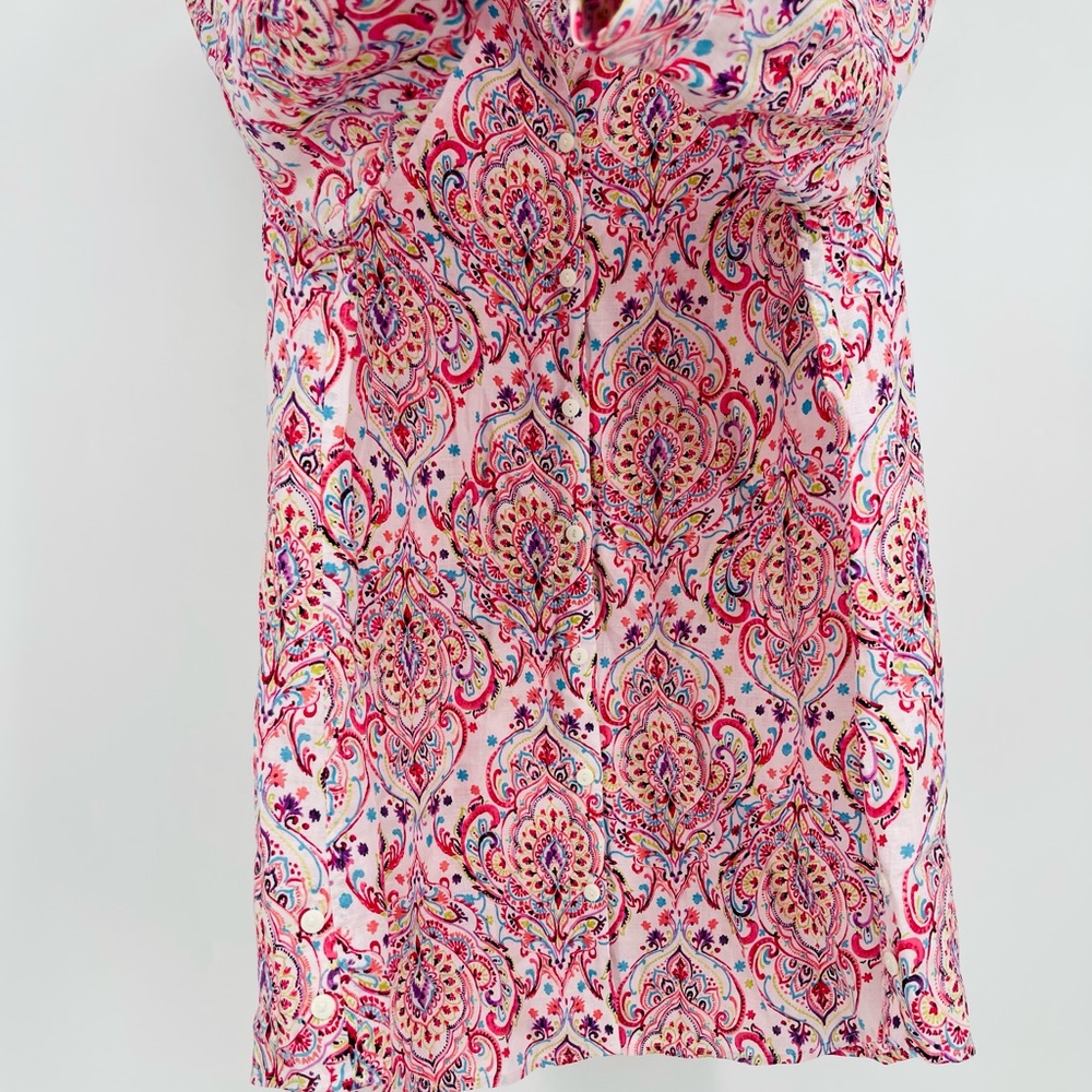 Chico’s Paisley Print No-Iron 100% Linen Tunic Top Button Shirt Size 3, XL, 1X - Picture 13 of 14